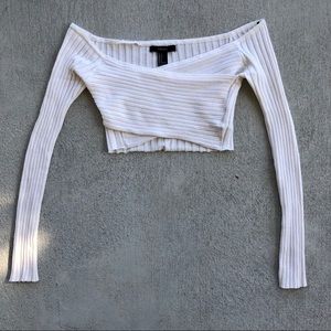 Forever 21 Ribbed White Sweater Crop Top
